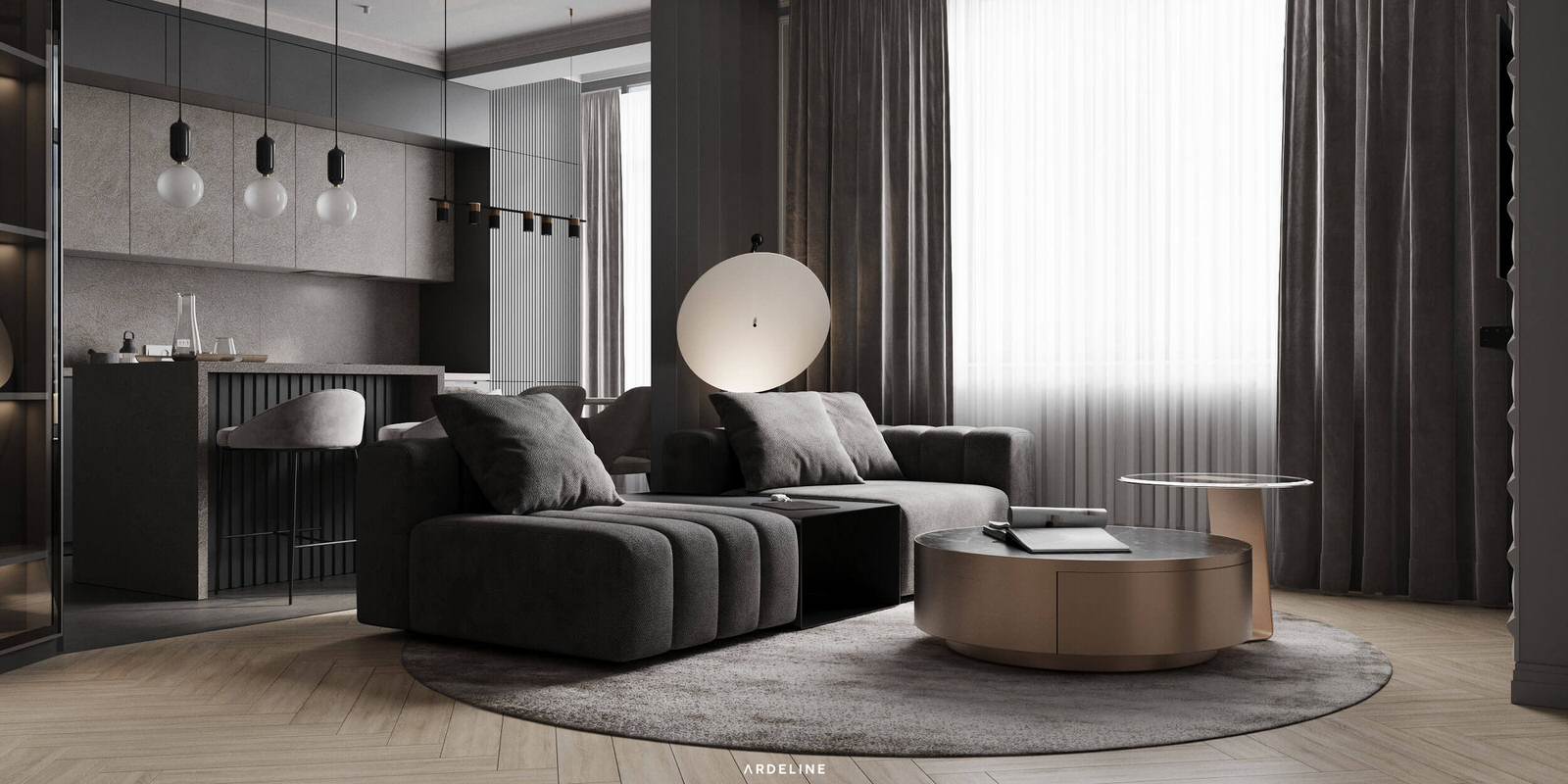 Дизайн квартиры в минималистичных серых тонах