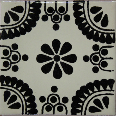 4.2x4.2 9 pcs Black Madrid Talavera Mexican Tile