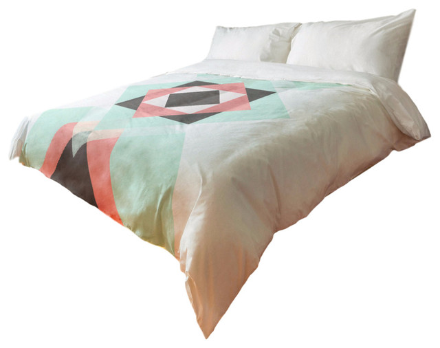 Pink And Turquoise Geometric Duvet Cover Contemporary Duvet