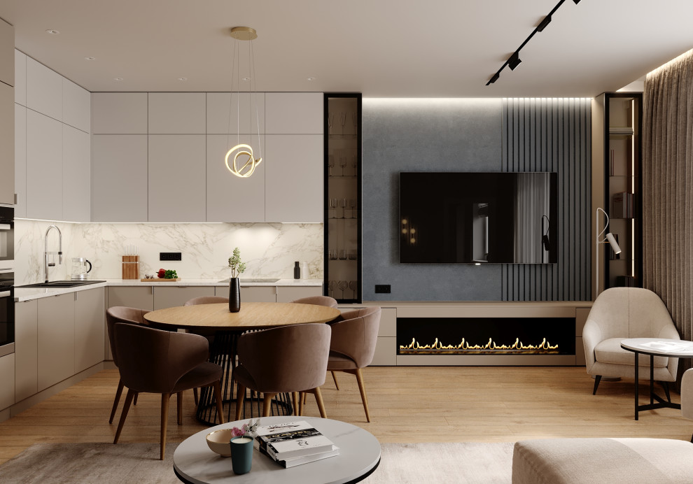 Дизайн кухни-гостиной в таунхаусе в Новосибирске