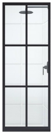 Coastal Shower Doors Shower Screen, Matte Black and Clear, 24"x70"