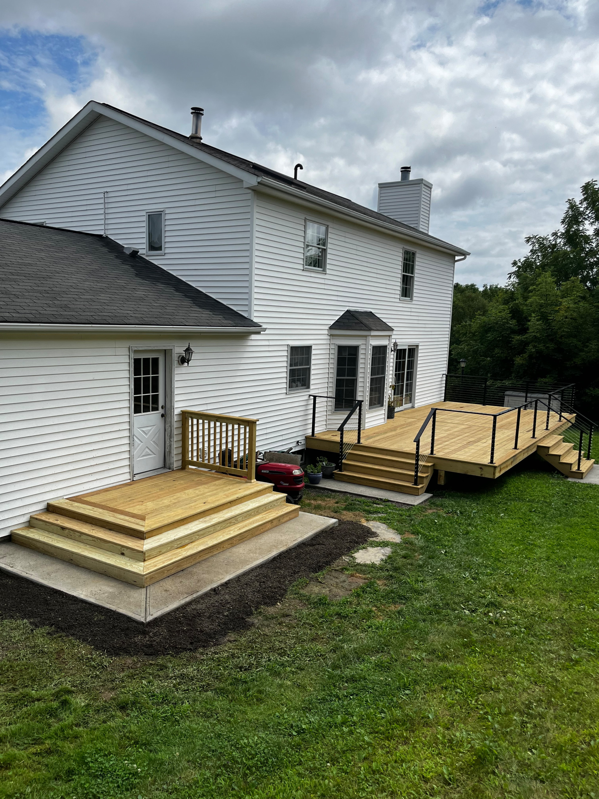 Pressure Treated Wood  Deck with Cable Rail System