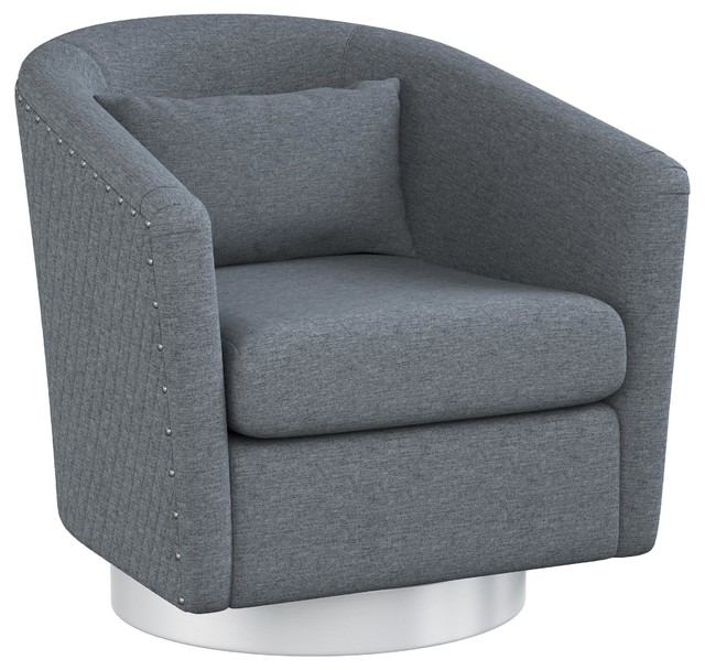 Mychelle Quilted Modern Swivel Tub Chair, Steel Blue