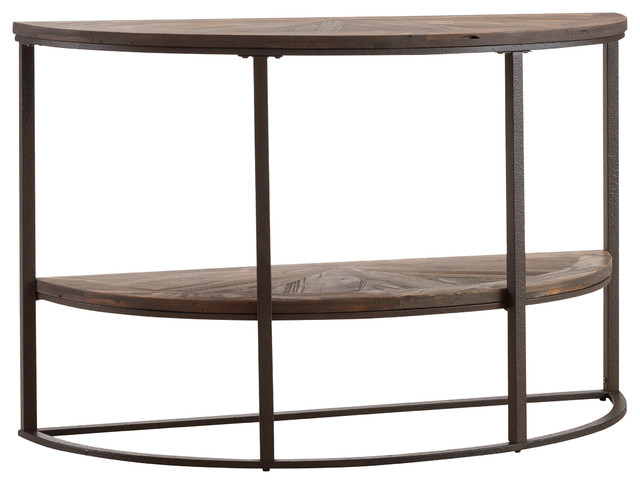 Leo Half Moon Industrial Console Natural And Black Industrial