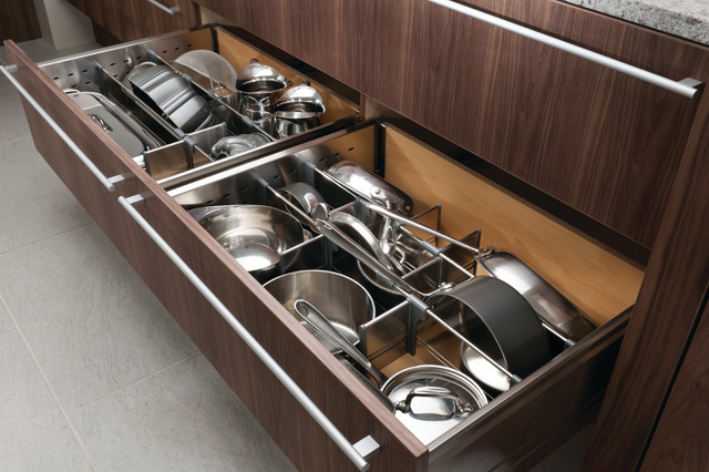 large deep drawers - modern - kitchen - houston -cabinet