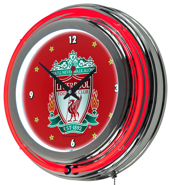 Premier League Liverpool Football Club Chrome Double Rung Neon Clock