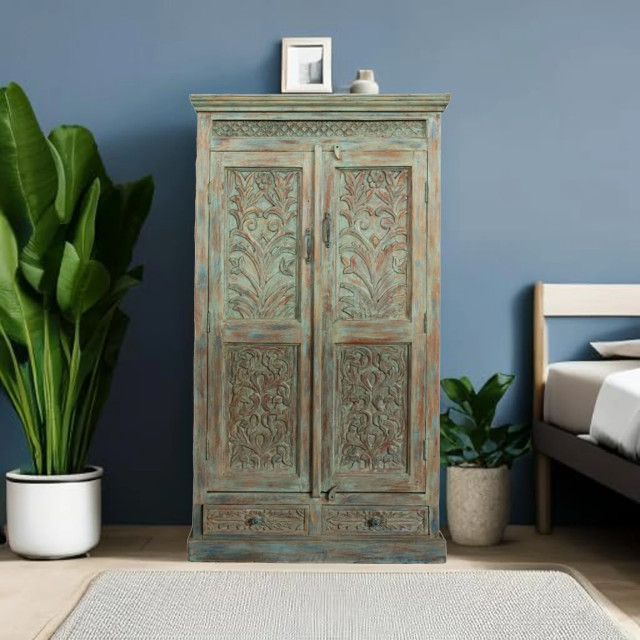 Why I'm Obsessed with Antique Armoires as Statement Home Bars country-bedroom