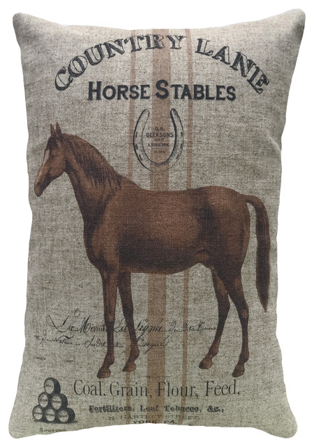 Horse Stables Linen Pillow, 18"x12"