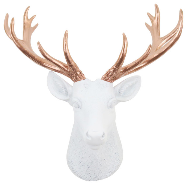 Faux Mini White And Rose Gold Deer Head Wall Decor Faux Mini White And Rose Gold Deer Head Wall Decor Rustic Sculptures By Near