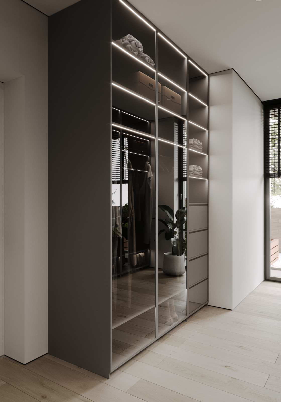 Гардеробная из проекта загородного дома The CUBE