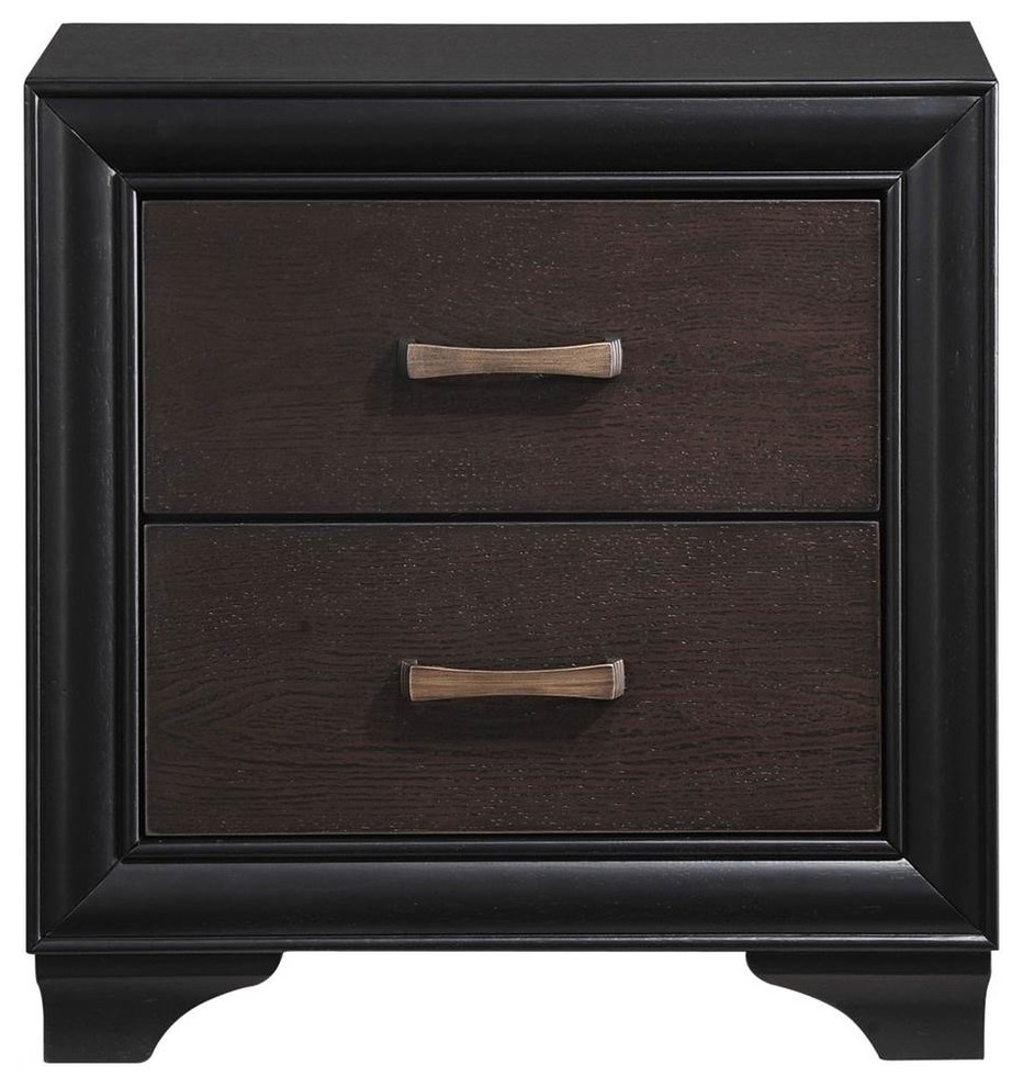 Nightstand, Walnut Finish Transitional Nightstands And Bedside