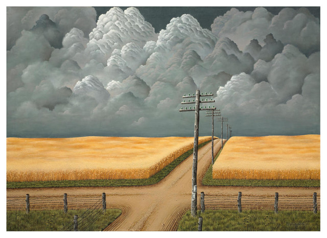 "Gray and Gold, 1942" Digital Paper Print by John Rogers Cox, 32"x24"