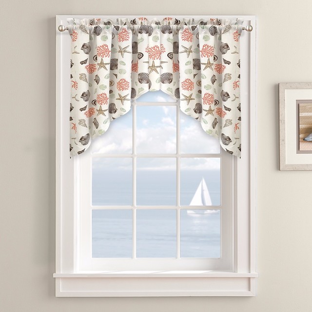 Colordrift Seas Lined Swags Valance And Tier Pair Window Colordrift Seas Lined Swags Valance And Tier Pair Window Curtains Beach Style Valances By Envio Commerce