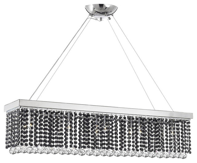 Rectangular Chandelier With Black Crystal Contemporary Chandeliers