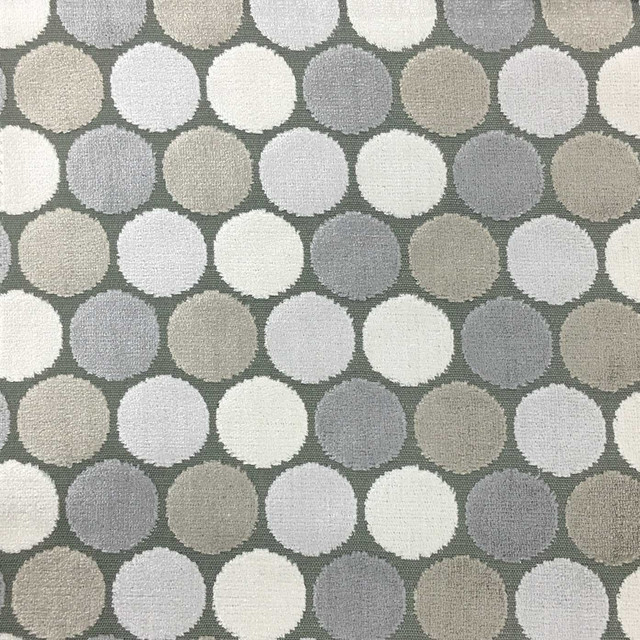 Dab-Polka Dot Cut Velvet Upholstery Fabric, Yard, Driftwood
