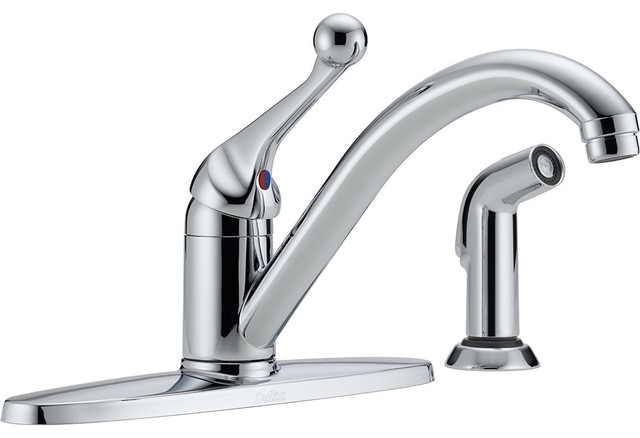 Delta 400-BH-DST Classic Single Handle Kitchen Faucet with Spray, Chrome