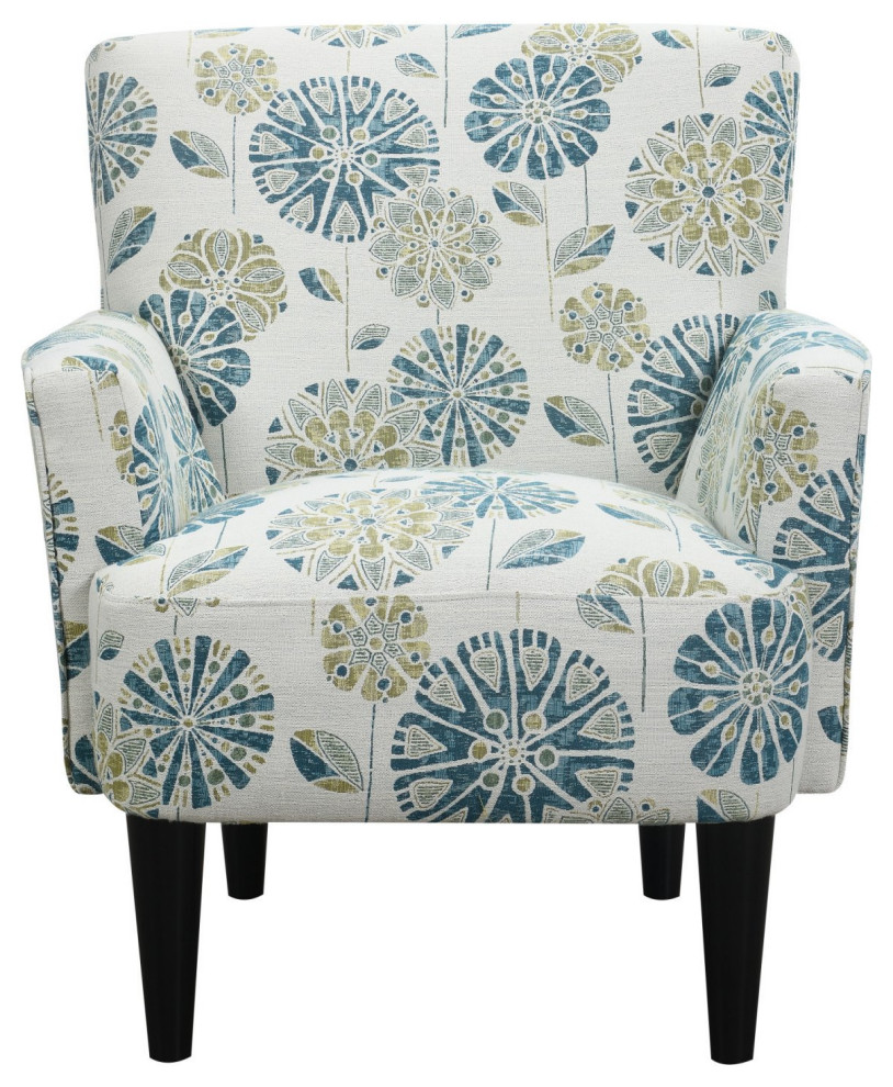 Contemporary Accent Chair, Comfortable Seat With Flared Arms, Waterway