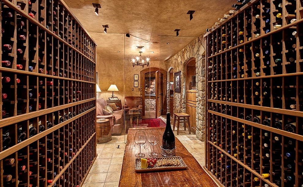 Example of a classic wine cellar design in Seattle