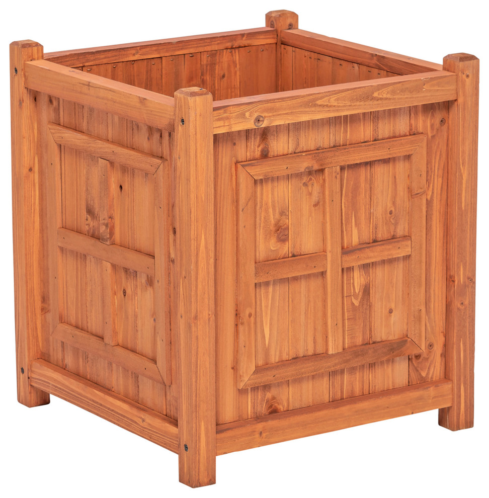 Norwich Square Wooden Planter Transitional Outdoor Pots And