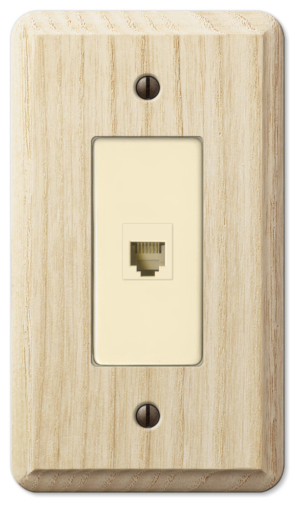 Contemporary Unfinished Ash Wood Phone Jack Wall Plate Transitional Switch Plates And Outlet