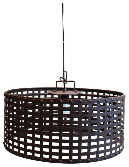 Large Metal Drum Perforated Pendant - $1,775 Est. Retail - $799 on Chairish.com