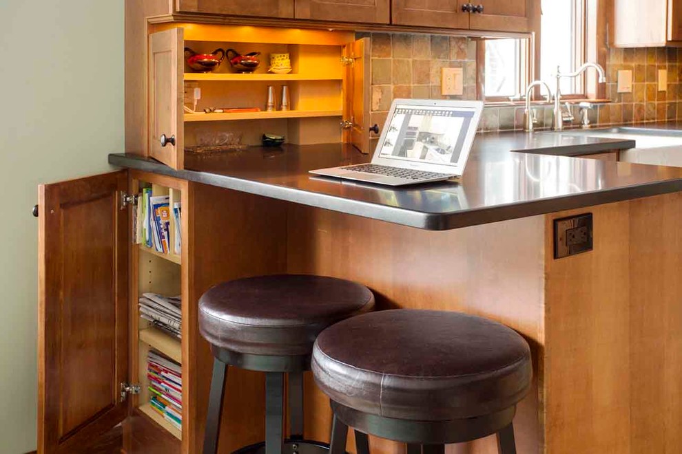 Example of a transitional kitchen design in Boston