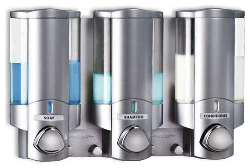 Aviva 3-Chamber Shower Dispenser, Satin Silver