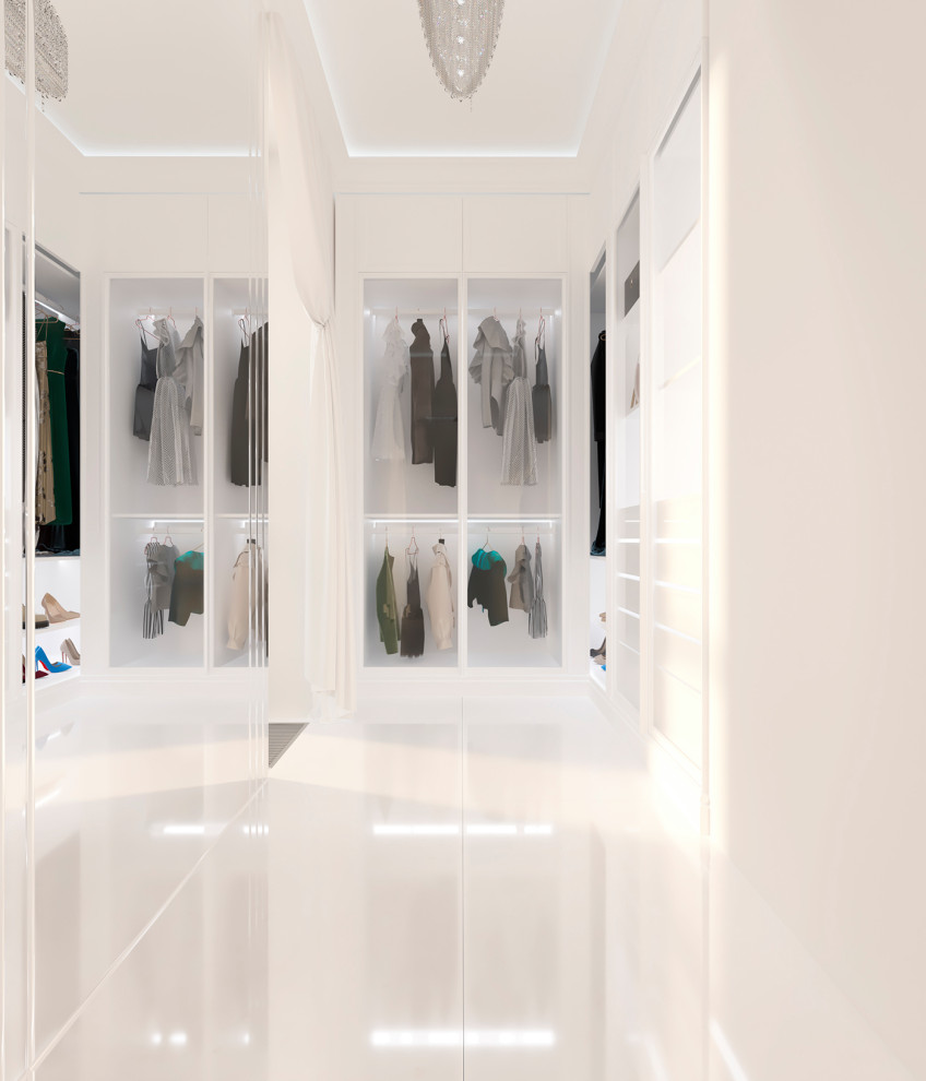 Роскошный белый интерьер в стиле ар-деко 105 кв.м. в ЖК ФИЛИ СИТИ