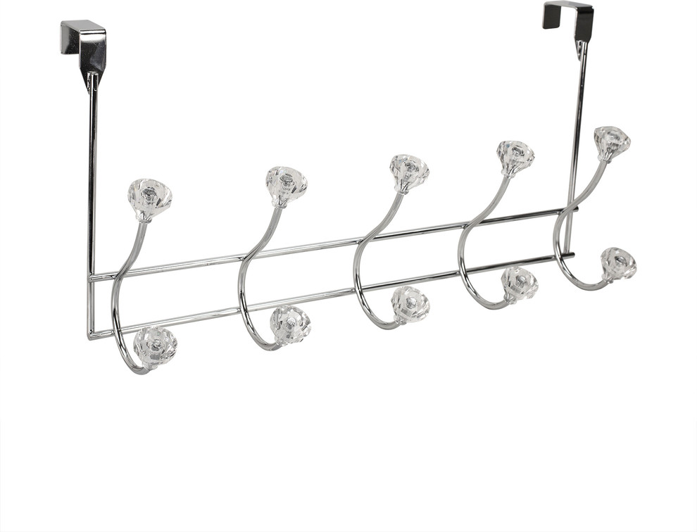 Over The Door Hanger, 5Hook Crystals Transitional Wall Hooks by HOME BASICS Houzz
