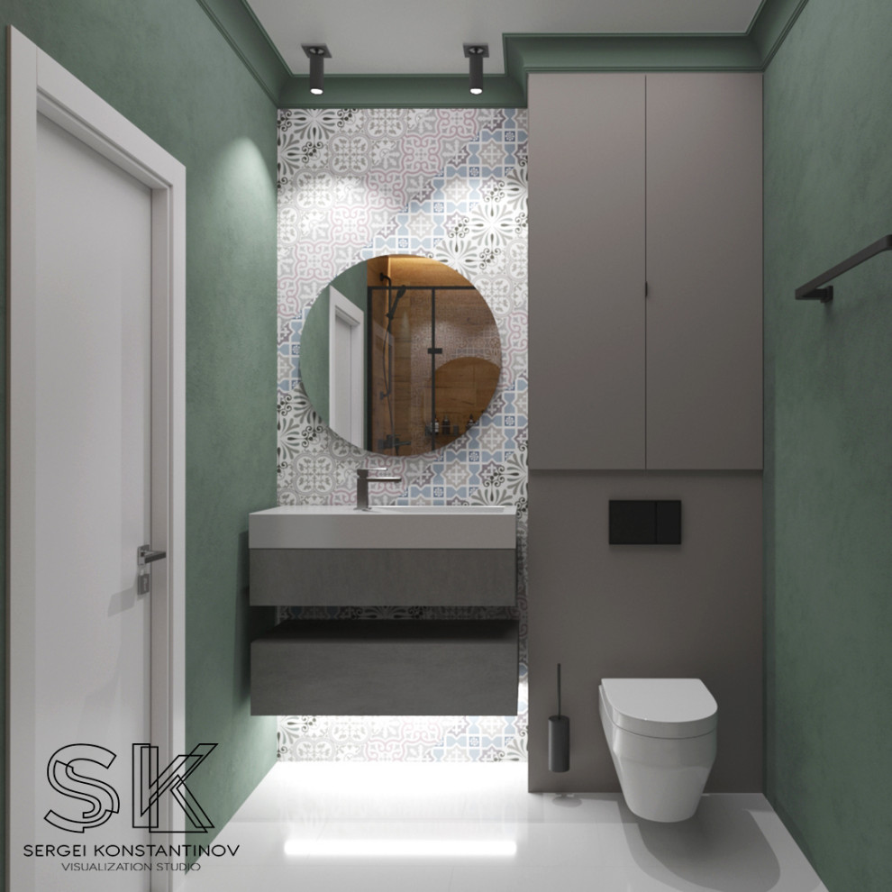 Ванная в зеленых тонах