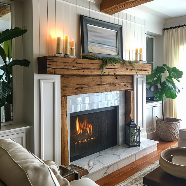 Beautiful Simple Wood Beam Fireplace Mantels landstil-dagligstue