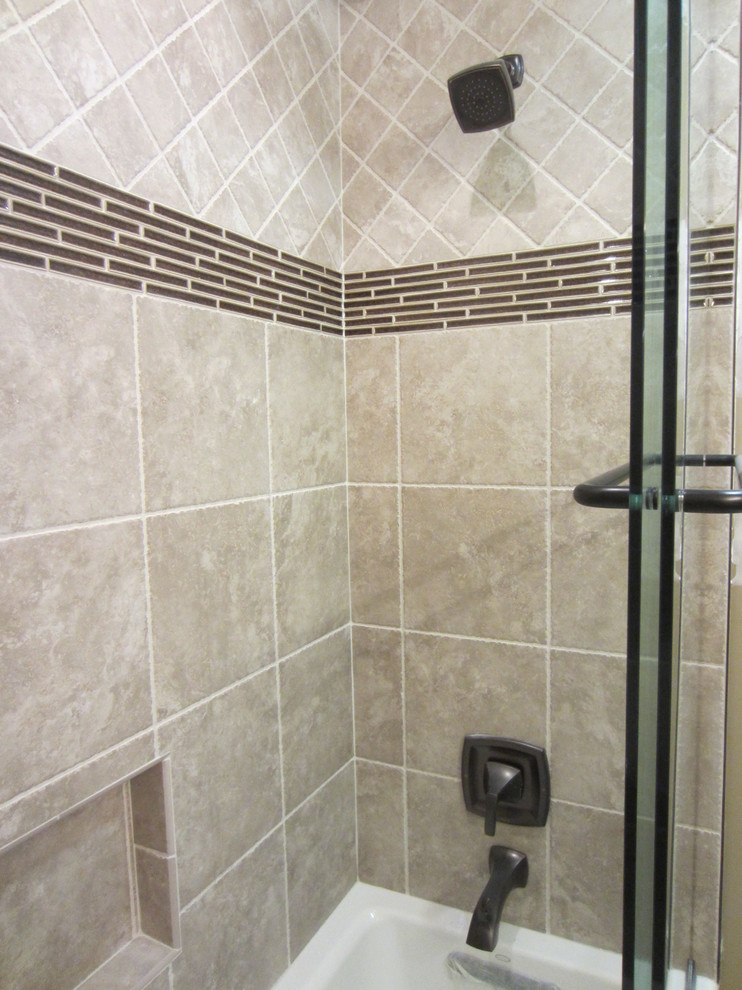 Inspiration for a transitional bathroom in Miami with a double shower.