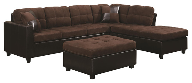 Coaster Mallory Reversible Sectional in Chocolate 505655