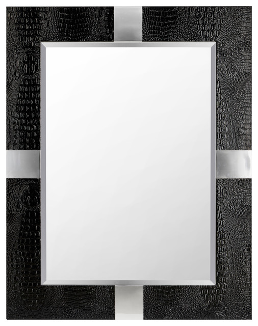 Impressive Animal Skin Patterned Faux Leather Mirror Black