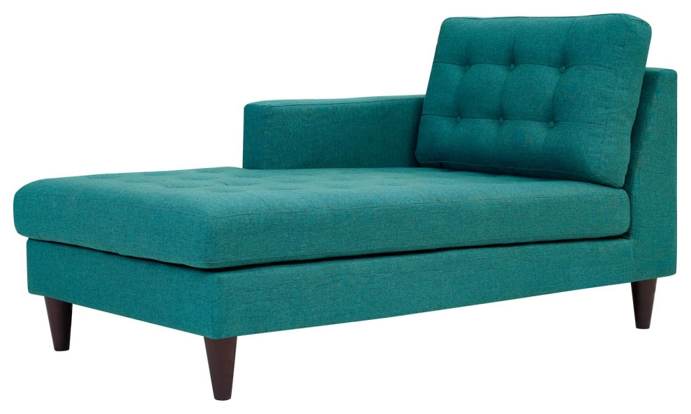 LeftArm Upholstered Fabric Chaise Midcentury Indoor Chaise Lounge