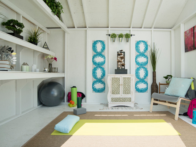 Yoga Shed shabby-chic-style-home-gym