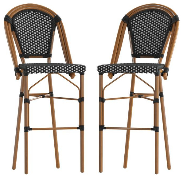 Set of 2 Stackable Indoor/Outdoor French Bistro 30" High Bar Stools