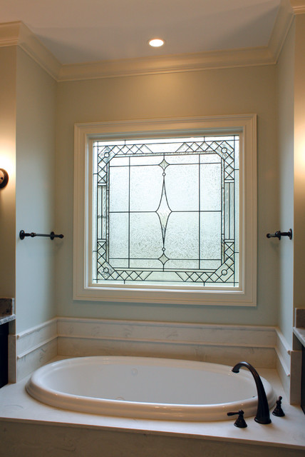 decorative glass windows - traditional - bathroom - raleigh -the