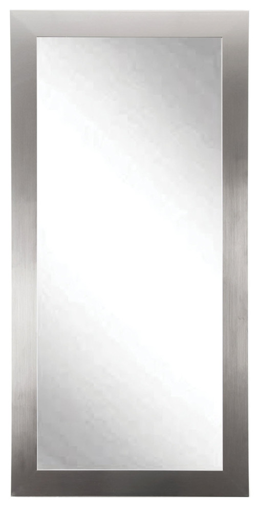 BrandtWorks Modern Silver Full Length Mirror, 16"x71" Modern Floor Mirrors by