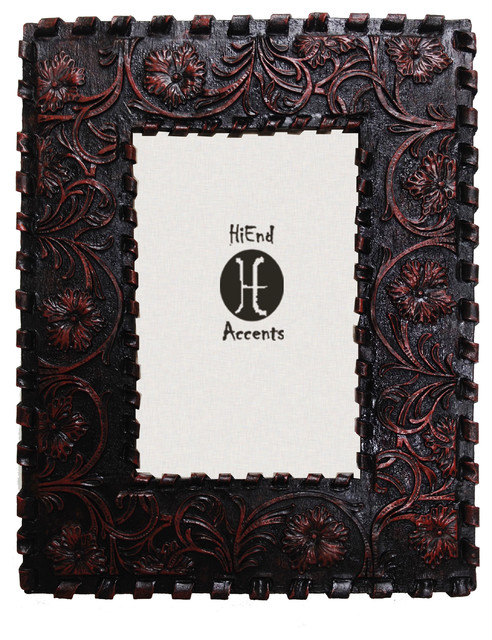 Laced Edge/Tooled Leather Picture Frame, 4x6
