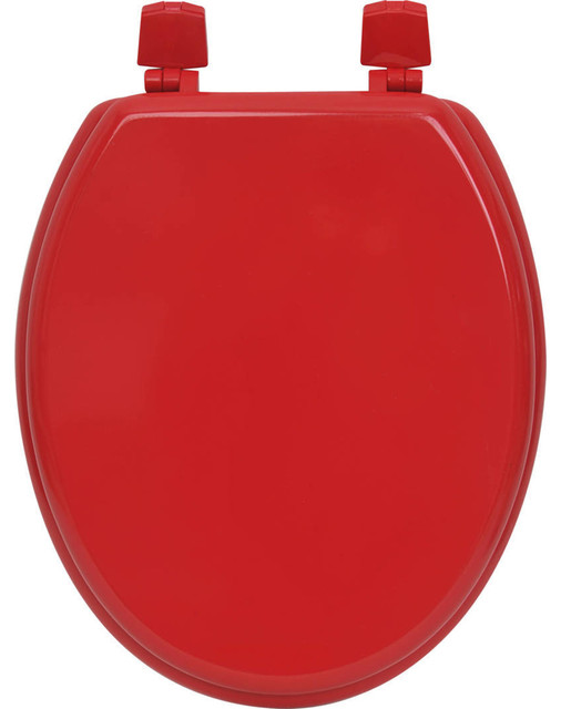 Oval Elongated Toilet Seat Solid Color Wood,, Red/Solid Color