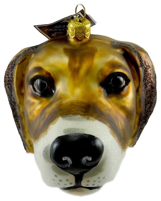 Slavic Treasures Ornament Beagle Head Glass Hound Pet Dog Friend