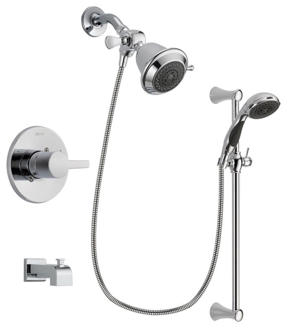 Delta Compel Chrome Tub and Shower Faucet System With Hand Shower DSP0711V  - Contemporary - Tub And Shower Faucet Sets - by FaucetList, Inc.