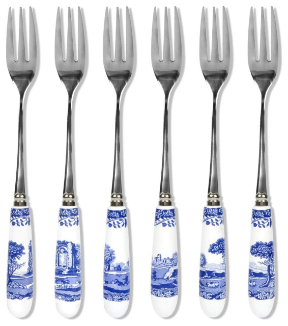 Spode Blue Italian Set of 6 Pastry Forks Traditional Forks by pruneDanish Houzz