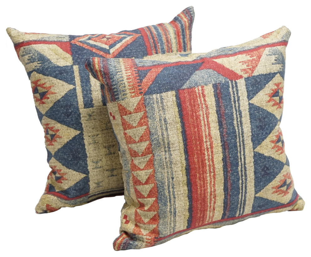 17" Tapestry Throw Pillows With Inserts, Set of 2, Taos Southwestern