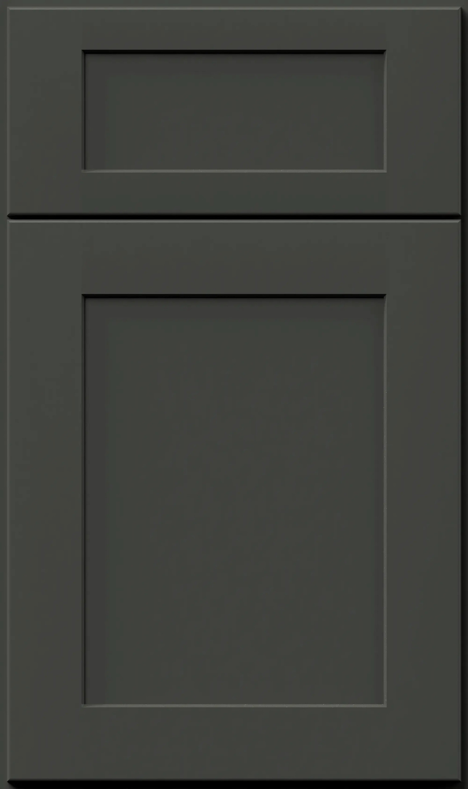Graphite Black Shaker cabinet door with recessed center panel and square edges