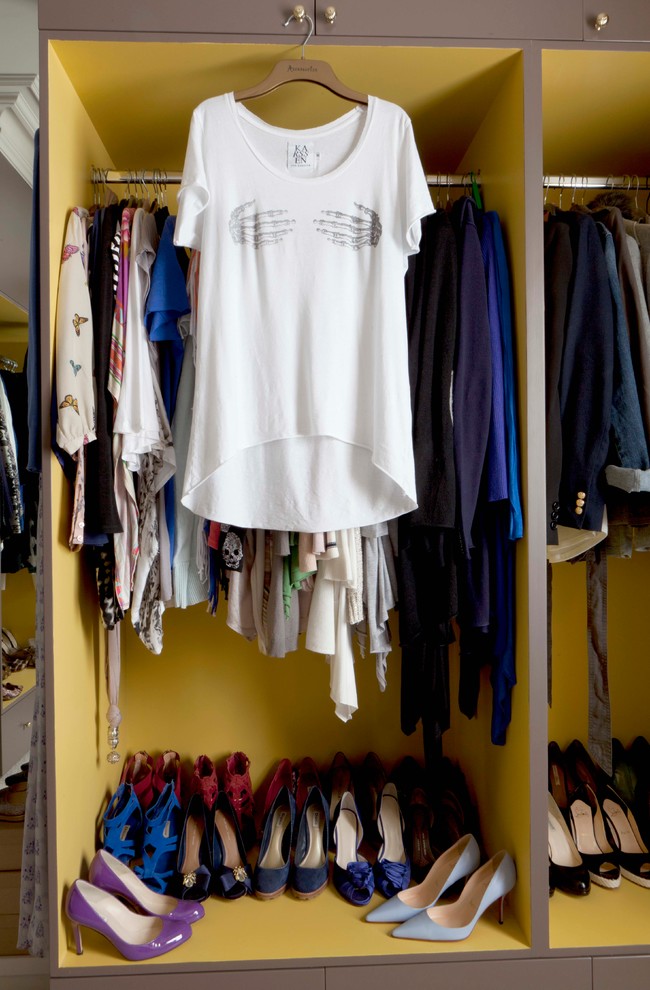 Eclectic storage and wardrobe in London.