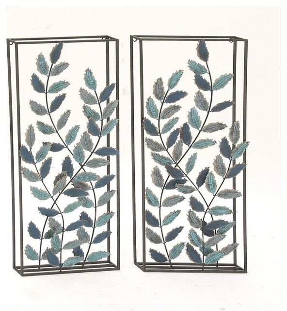 Metal Wall Decor 2Piece Set, 14"x32" Contemporary Metal Wall Art