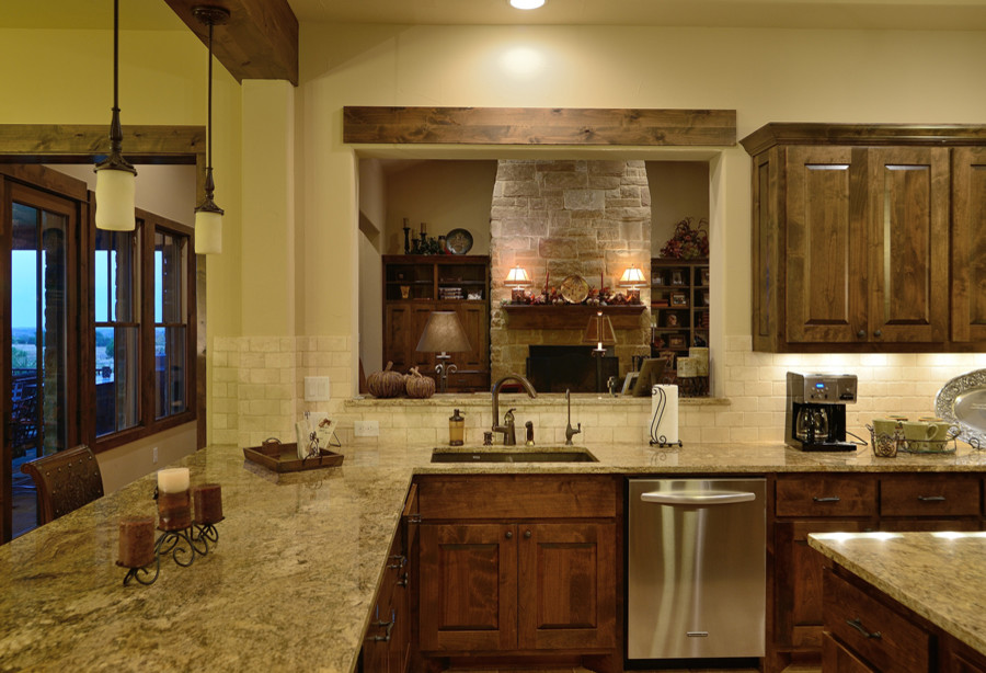 Inspiration for a rustic kitchen remodel in Austin