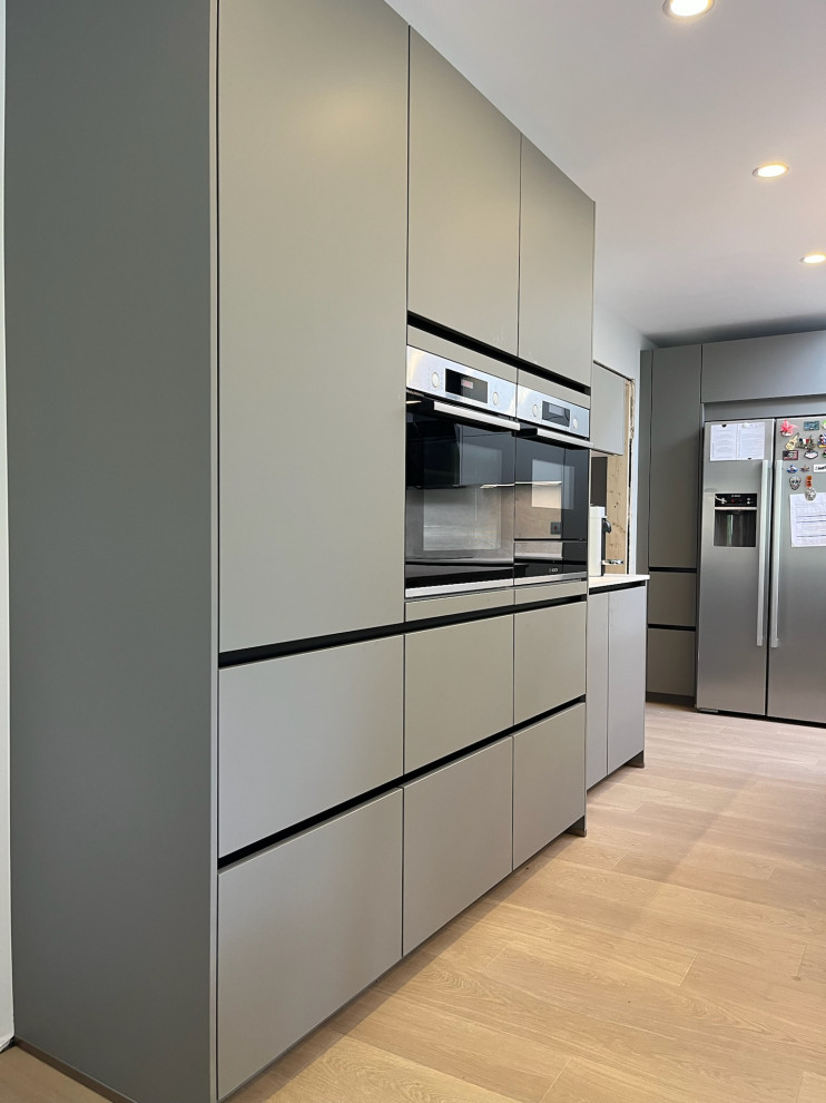 Easy Touch Taupe Modern Handleless Kitchen fitted in Solihull